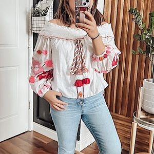 MISA Selena‎ Top in White Multi. Size XS